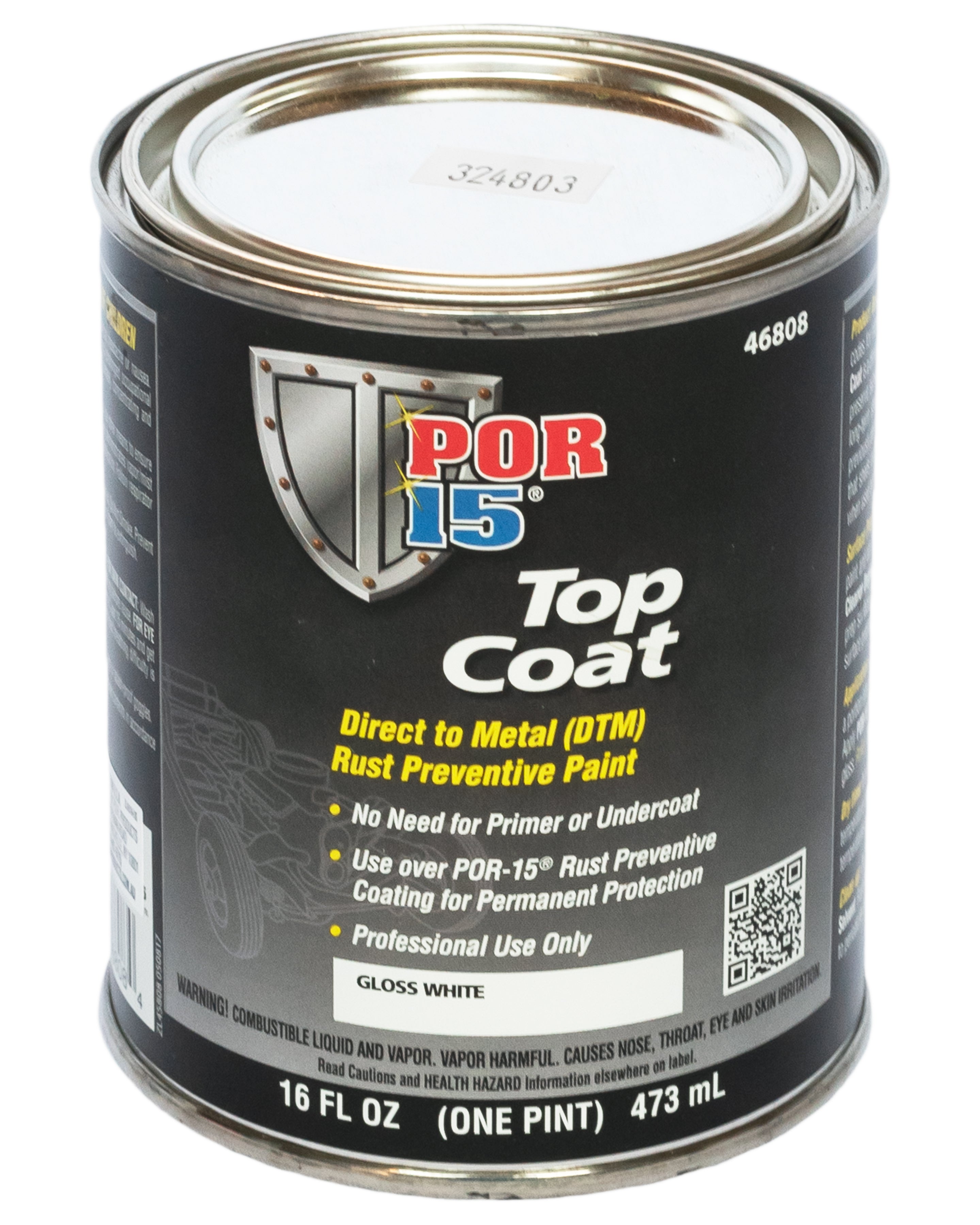 POR-15 Top Coat Paint, Direct to Metal Paint, Long-term Sheen and Color  Retention, 16 Fluid Ounces, Gloss Black