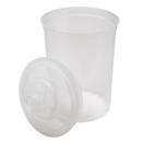 PAINTMOBILE PPS CUPS 400ml 125 MICRON LINER & LIDS BOX OF 50 + CUP & COLLAR