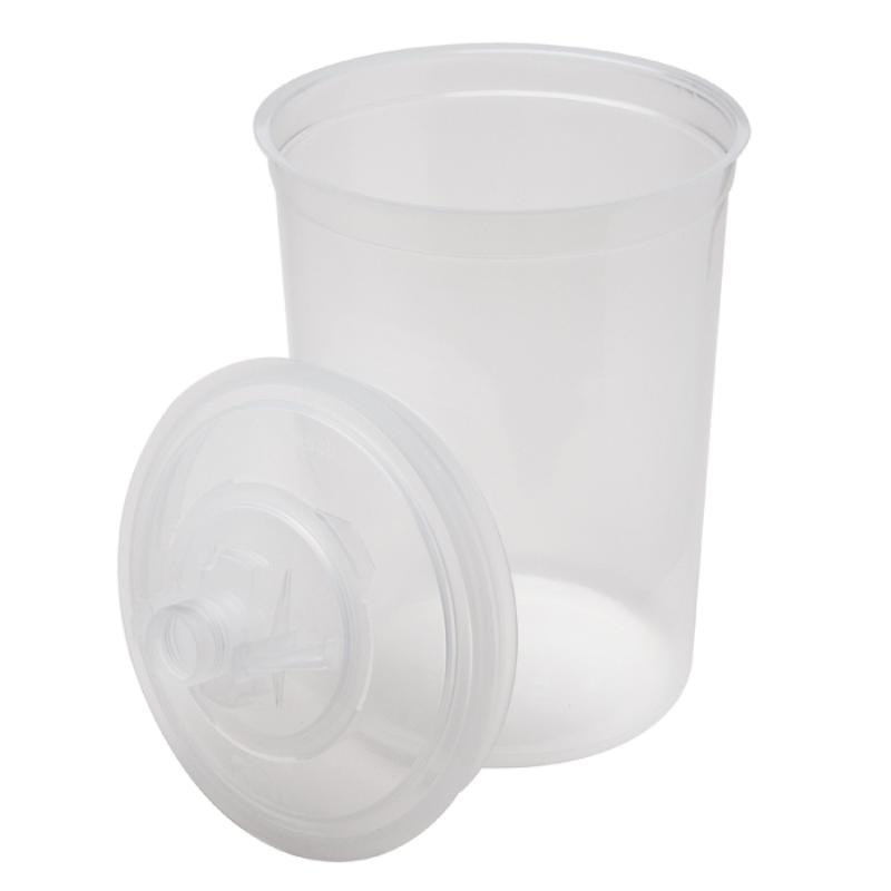 PAINTMOBILE PPS CUPS 400ml 125 MICRON LINER & LIDS BOX OF 50 + CUP & COLLAR