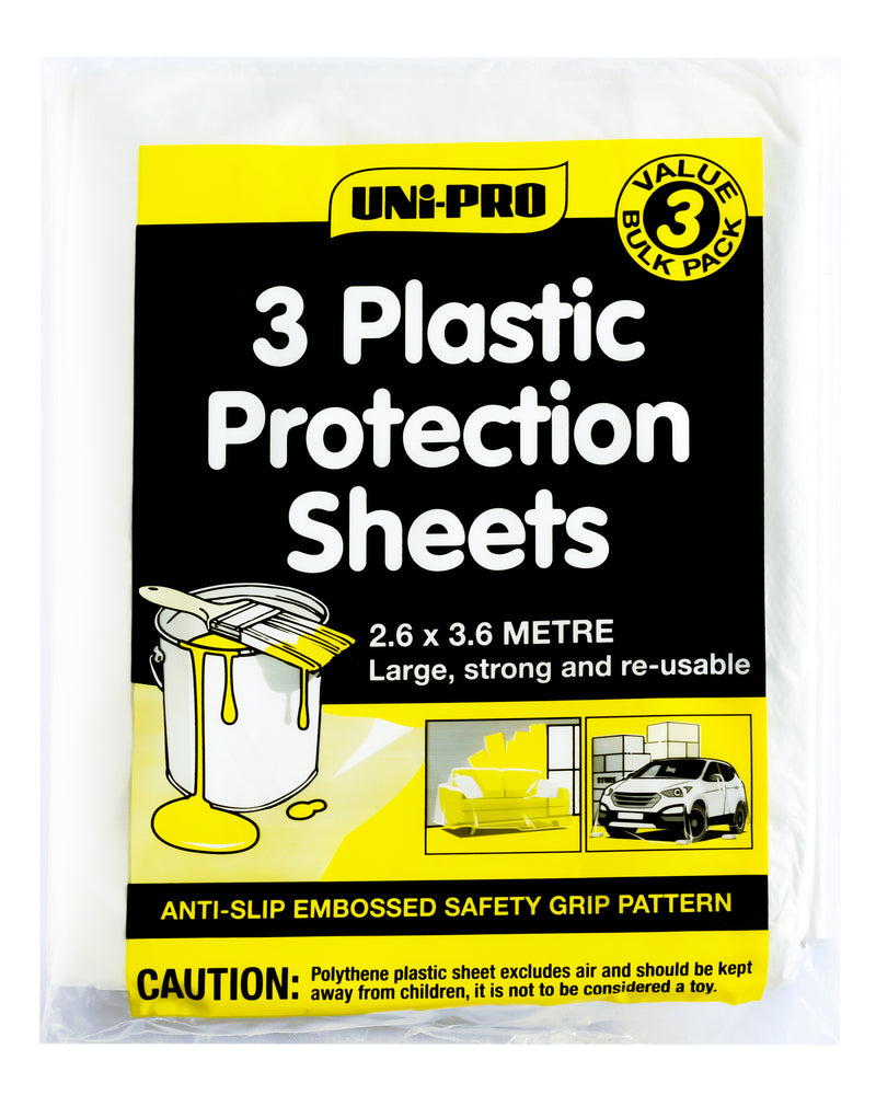 UNI-PRO 3 Plastic drop sheets (2.6m x 3.6m)